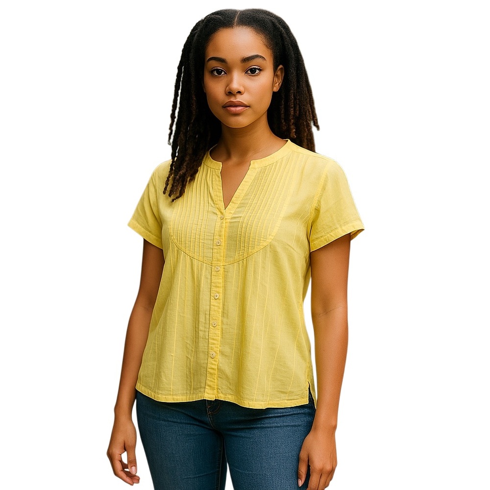 Marvin Richard’s NY Women’s Blouse XL Pastel Yellow Sleeveless Office Vacation
